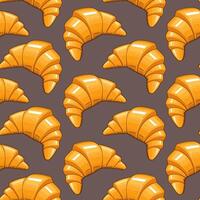 Food pattern design. Tasty Croissant background. Seamless pattern with croissant. Croissant pattern for fabric, wrapping paper, packaging, coffee and bakery shops. Hand Drawn illustration. vector