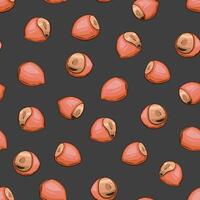 Nuts seamless pattern design. Hazelnut background. Organic food concept. Nuts pattern for fabric, packaging, coffee and bakery shops. Hand Drawn illustration vector