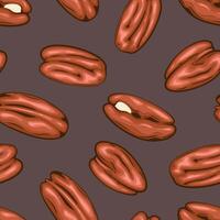 Nuts seamless pattern. Pecan background. Organic food concept. Nuts pattern for fabric, packaging, coffee and bakery shops. Hand Drawn illustration vector
