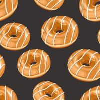 Food pattern design. Donuts background. Seamless pattern with donuts. Donut pattern for fabric, wrapping paper, packaging, coffee and bakery shops. Hand Drawn illustration. vector