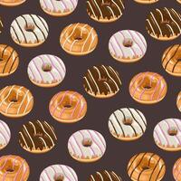 Food pattern seamless. Donuts background. Seamless pattern with donuts. Donut pattern for fabric, wrapping paper, packaging, coffee and bakery shops. Hand Drawn illustration. vector