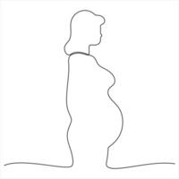 Elegant Line Drawing of a Pregnant Woman continuous line art vector