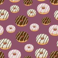Food pattern design . Donuts background. Seamless pattern with donuts. Donut pattern for fabric, scrapbook, wrapping paper, packaging, coffee and bakery shops. Hand Drawn illustration. vector