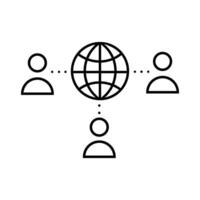 Global communication line icon, concept illustration, outline symbol, sign, linear symbol. vector