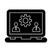 laptop computer with gears and cogs icon over white background illustration vector