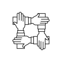 hands teamwork cooperation social media icon illustration line and fill style icon. vector