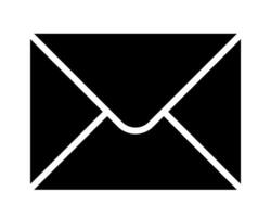 envelope, black and white illustration of letter and e-mail icon symbol, isolated on white background vector