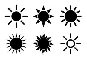 sun shape symbol, black and white illustration of simple star isolated on white background, icon set vector
