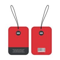 Red luggage tag with barcode and label on white background vector