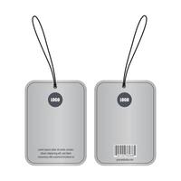 Two tags with barcode on them, one with a black label and one with a white label vector
