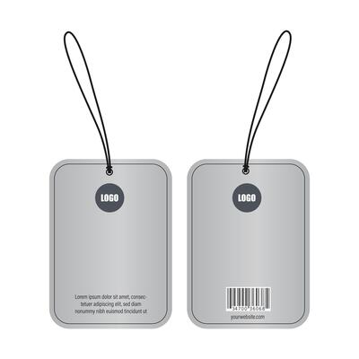 Two tags with barcode on them, one with a black label and one with a white label