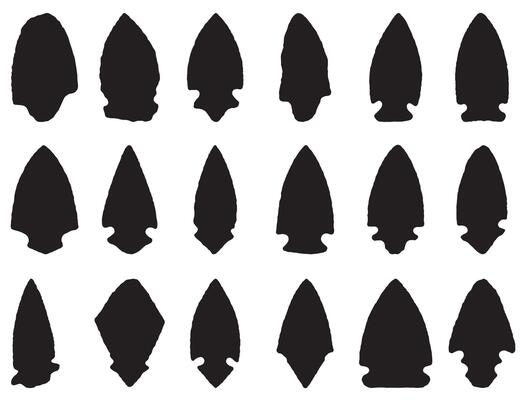 STONE ARROWHEAD SILHOUETTE WHITE BACKGROUND