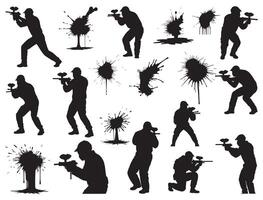 PAINTBALL SILHOUETTE WHITE BACKGROUND vector