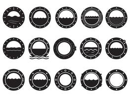 PORTHOLE SILHOUETTE WHITE BACKGROUND vector