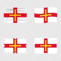 Guernsey national flag in four different styles. vector