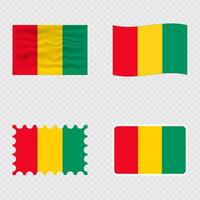 Guinea national flag in four different styles. vector