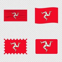 Isle of Man national flag in four different styles. vector