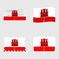Gibraltar national flag in four different styles. vector