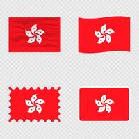 Hong Kong national flag in four different styles. vector