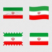 Iran national flag in four different styles. vector