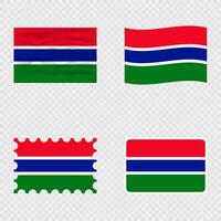 Gambia national flag in four different styles. vector