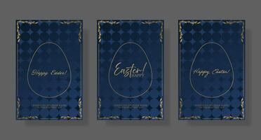 Easter egg banner set with gold foil background vector