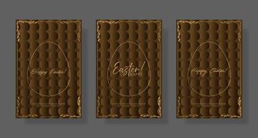 Three banners with golden foil patterns on a dark background vector