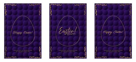 Easter egg banner set with gold foil background vector