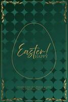 Easter happy card with gold foil background vector