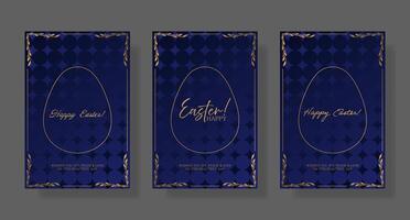 Easter egg banner set with gold foil background vector