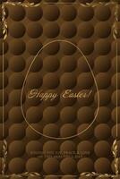 Easter egg on a brown background with gold frame vector