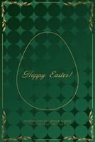 Easter egg on green background with gold foil vector