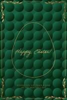 Easter card with golden egg on green background vector