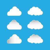 Abstract white cloudy set isolated on blue background vector