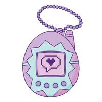 Cute Retro Virtual Pet Toy Hand Drawn Illustration Isolated on White Background. Nostalgic Artificial Pet Device with Screen Display, Pixel Print, Buttons vector