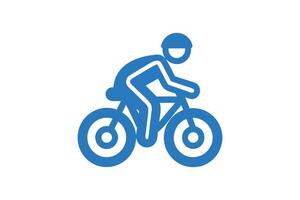 Man on Bike Solid Icon with white background vector