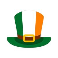 Irish Leprechaun Hat in Green Orange and White with Gold Buckle for Saint Patricks Day vector