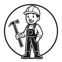 Friendly Construction Worker Logo Cartoon Style vector
