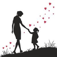 Whimsical Happy Mother's Day Silhouette Design vector