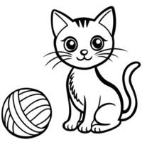 Happy Cartoon Cat Playing with String vector