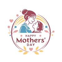 Artistic Happy Mother's Day Script Logo vector