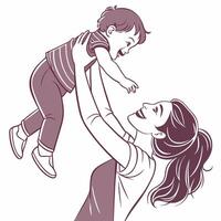 Timeless Mother and Child Connection Elegant Line Design vector