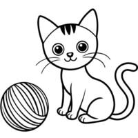 Funny Kitten in a Playful Yarn Tangle vector