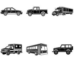 Black Silhouette Graphics of Various Transport Vehicles for Design Use vector