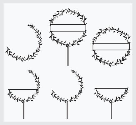 round leaves branch border cake topper