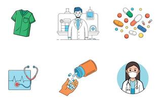 Advanced Robotic Surgery Medicine Bundle A Future Collection Icons vector