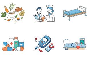 Sterile Bundle of Medical Instruments. Precision Medicine Collection Icons vector