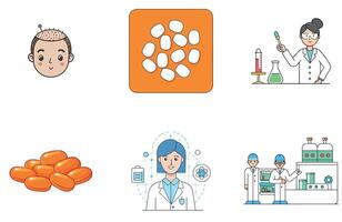Powerful Medicine Bundle Lab Microscope Collection Icons vector