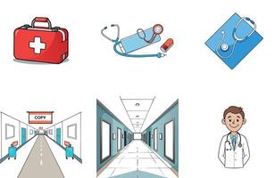 Surgical Medicine Bundle Precision Instruments Collection Icons vector