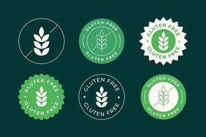 Gluten free badges and labels with wheat for food products. Flat modern design. illustration vector